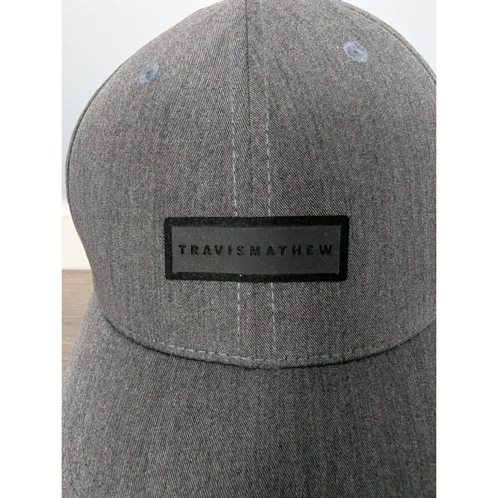 Travis Mathew Slate Gray Golf Baseball Cap Flexfit 110 Punch Adjustable Buckle